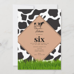 Black & White Cow Farm Animal Birthday Party Theme Invitation