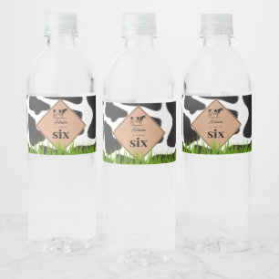 Black & White Cow Farm Animal Birthday Party Theme Water Bottle Label