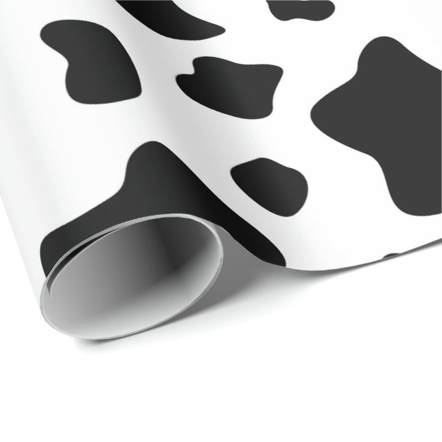 Black & white cow fur, animal print, spots pattern wrapping paper (Roll Corner)