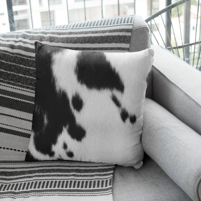 Black White Cow Fur Spots Skin Realistic Cushion (Creator Uploaded)