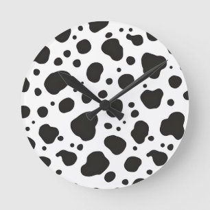 Black White Cow Pattern Round Clock