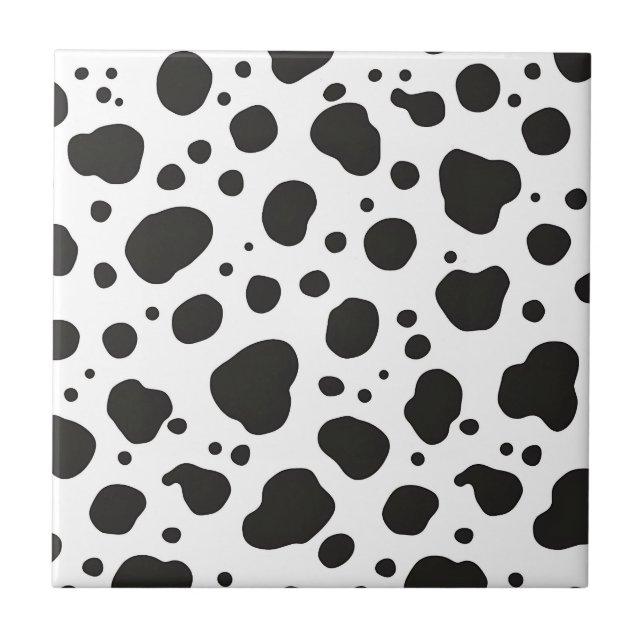 Black White Cow Pattern Tile (Front)