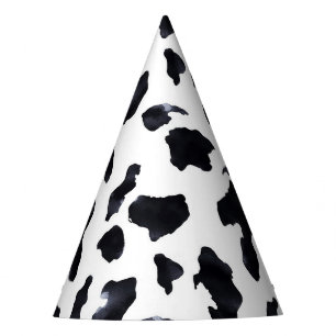 Black White Cow Print Animal Birthday Party Hat
