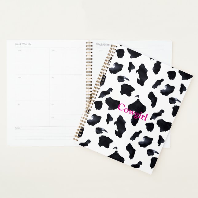 Black White Cow Print Cowgirl Planner (Display)
