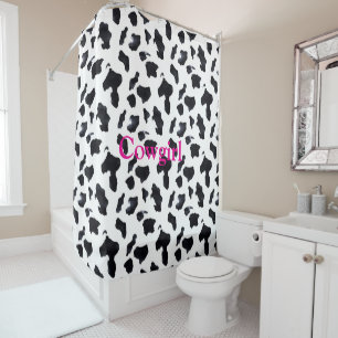Black White Cow Print Cowgirl Shower Curtain