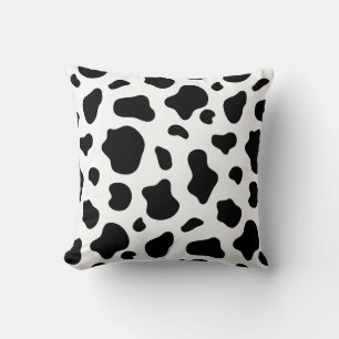 Black White Cow Print Pillow Farm Animal Pattern 