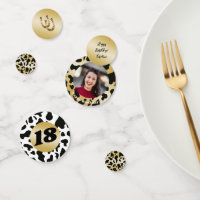 Black White Cow Skin with Gold, Horseshoe & Photo
