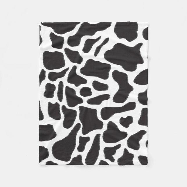 Black & White Cow Spot Animal Pattern  Fleece Blanket (Front)
