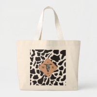 Black & White Cow Spot Animal Pattern Monogram