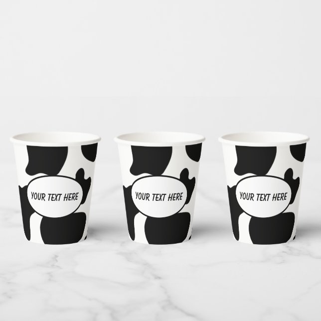 Black white cow spots animal print Birthday party Paper Cups (Multi)
