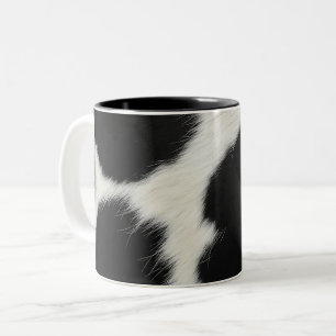 black white cow texture fur skin leather animal ha Two-Tone coffee mug