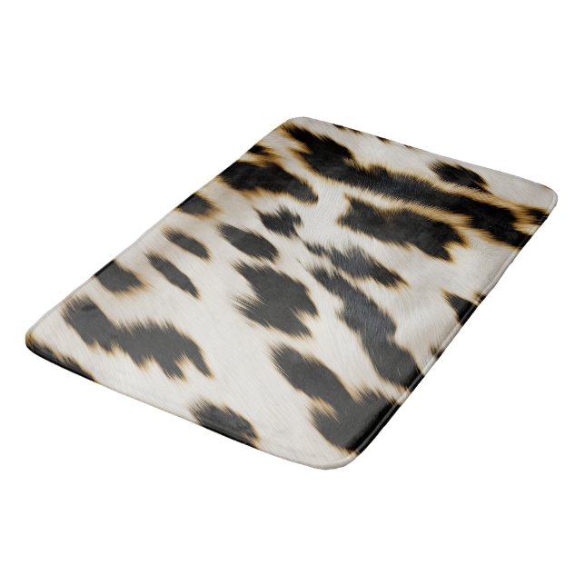 Black White Cowhide Bath Mat (Angled)