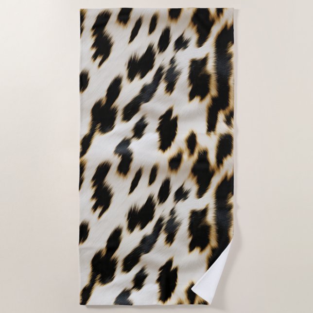 Black White Cowhide Beach Towel (Front)
