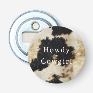 Black White Cowhide Bottle Opener