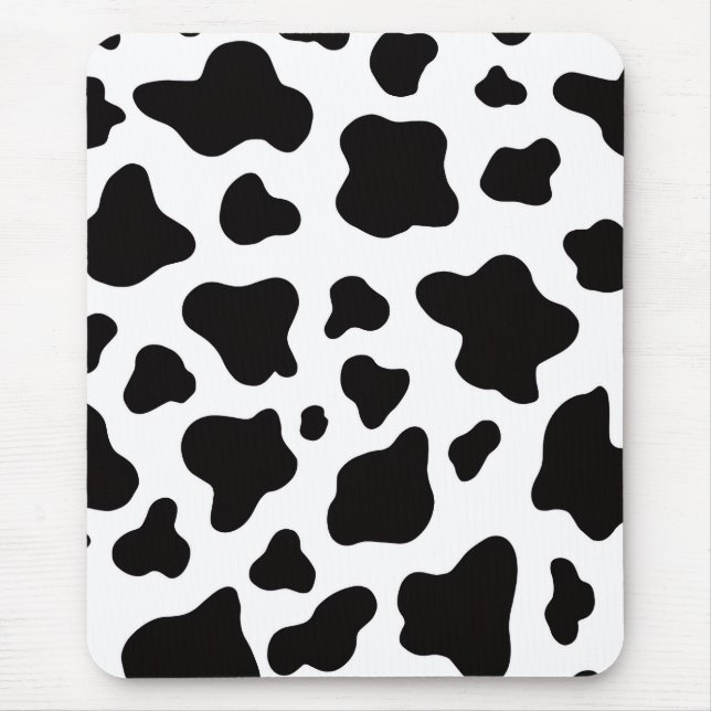 Black White Cowhide Farmhouse modern rustic Mouse Pad (Front)