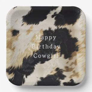 Black White Cowhide Paper Plate