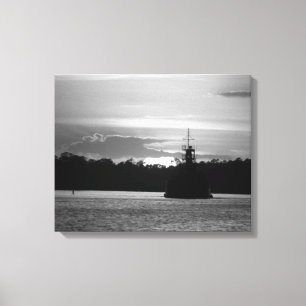 Black & White Crab Boat in the Sunset 16x20 Canvas Print