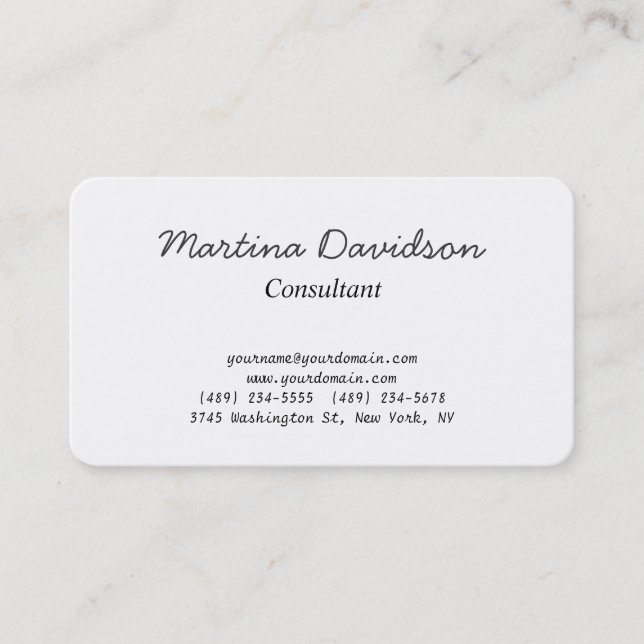 Black White Creative Handwriting Unique Business Card (Front)