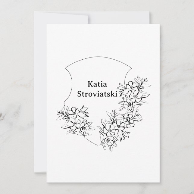 Black & White Crest Graduation Announcement (Front)