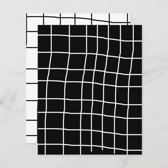 Black White Crooked Grid Scrapbook Paper (Front/Back)