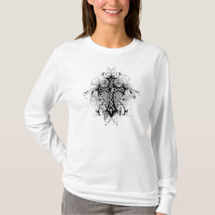 Black white cross and swirls custom t-shirt