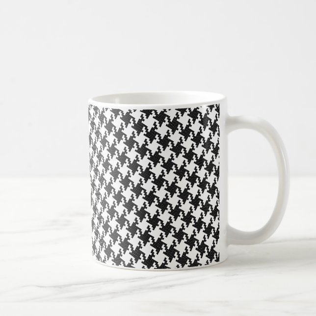 Black&white cross-stitch Houndstooth Pied-de-Poule Coffee Mug (Right)
