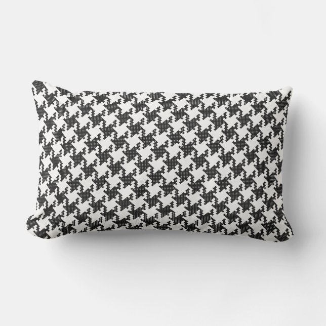 Black&white cross-stitch Houndstooth Pied-de-Poule Lumbar Cushion (Front)