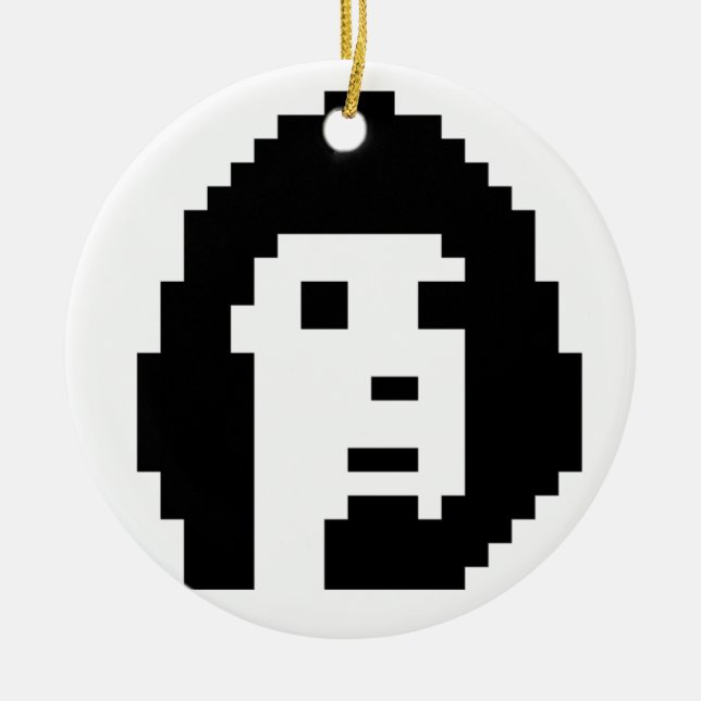 Black white cryptopunk #1 keychain button ceramic tree decoration (Front)