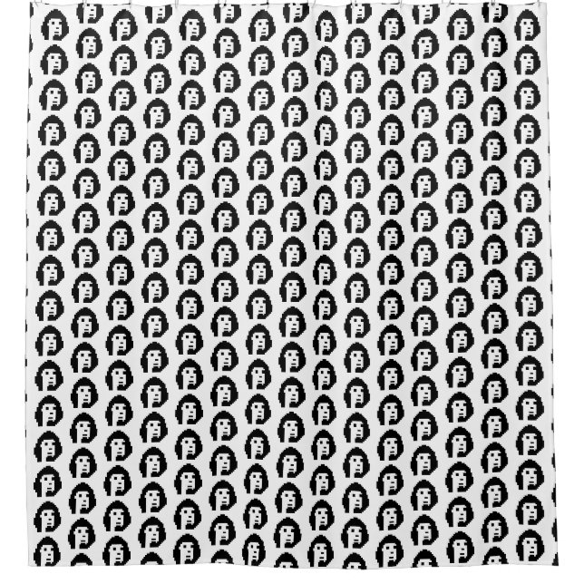 Black white cryptopunk #1 keychain button shower curtain (Front)