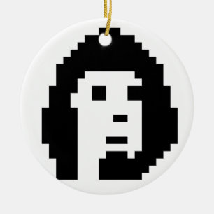 Black white cryptopunk ceramic tree decoration