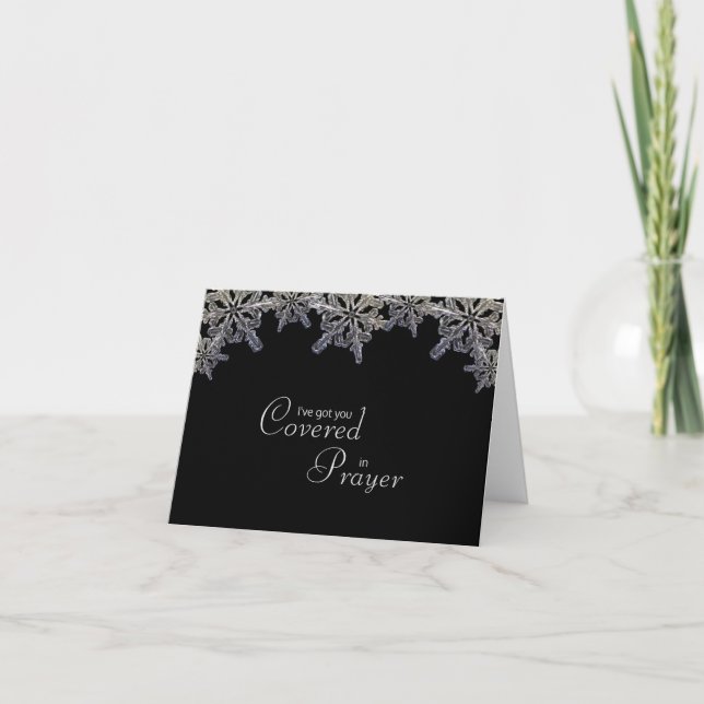 Black & White Crystal Snowflake Covered in Prayer Card (Front)