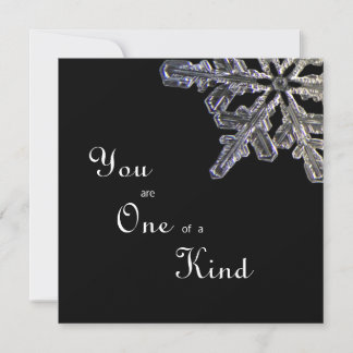 Black & White Crystal Snowflake One of a Kind Flat Thank You Card