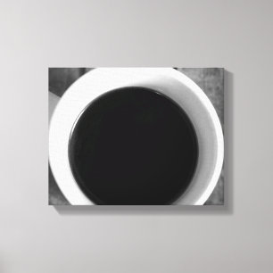 Black & White Cup of Coffee on an Old Crate 11x14 Canvas Print
