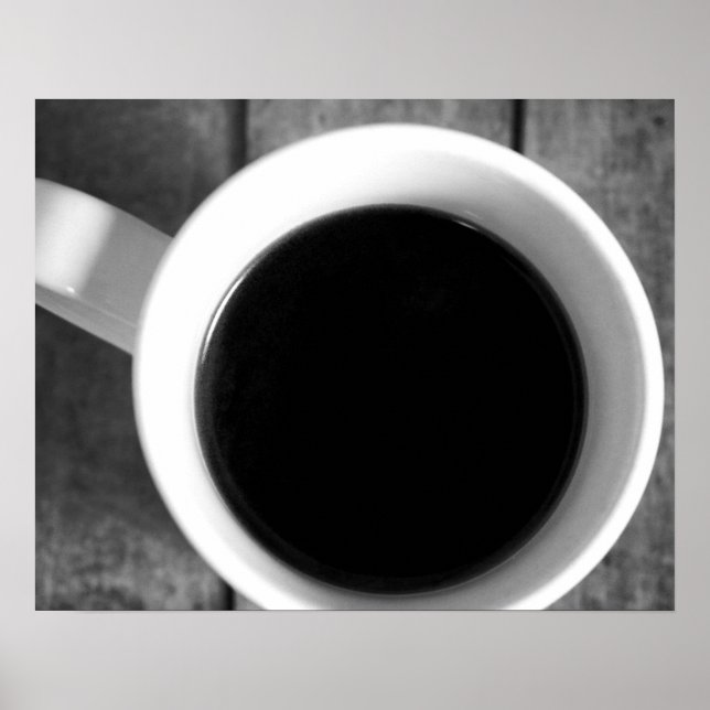 Black & White Cup of Coffee on an Old Crate 16x20 Poster (Front)