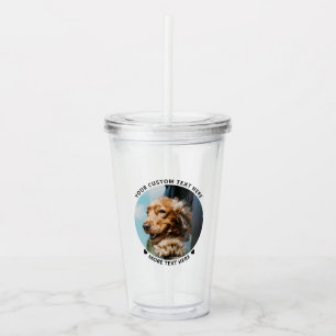 Black & White Custom Circle Pet Photo Gift Acrylic Tumbler