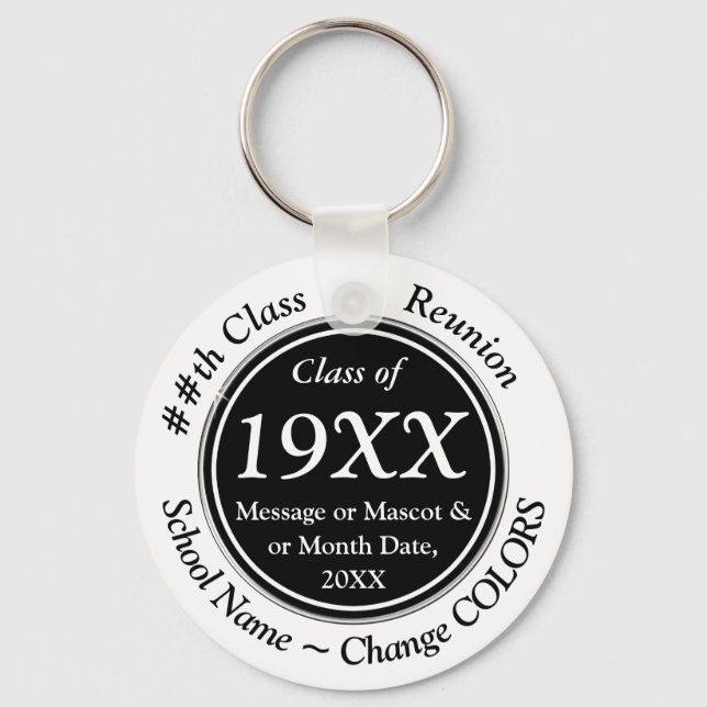 Black, White, Custom, Class of 1972, Party Favors Key Ring (Front)