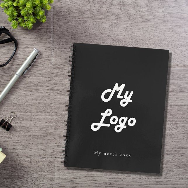 Black white custom logo business QR code  Notebook (Creator Uploaded)