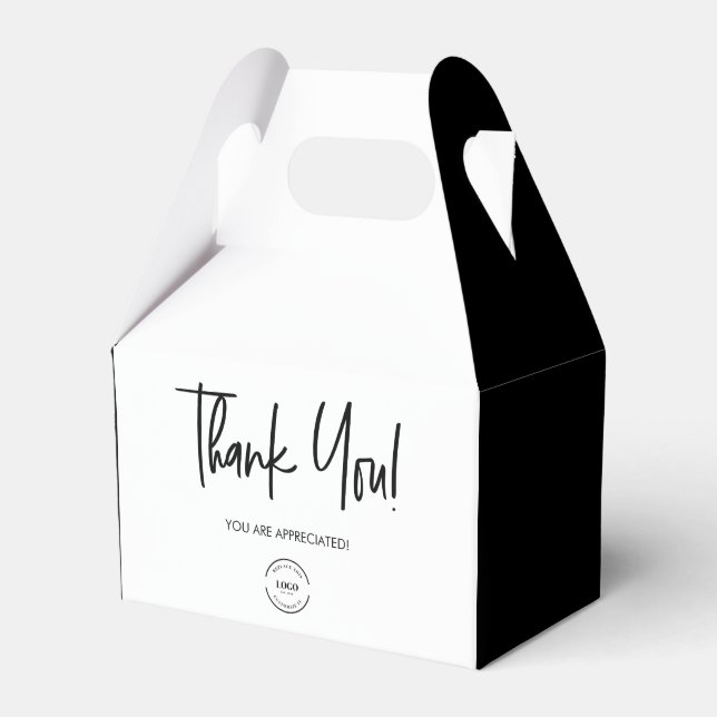 Black white Custom Logo Staff appreciation simple Favour Box (Front Side)