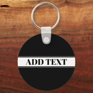 Black & White Custom Name Stripe Key Ring