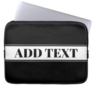 Black & White Custom Name Stripe Laptop Sleeve