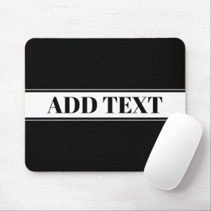 Black & White Custom Name Stripe Mouse Pad