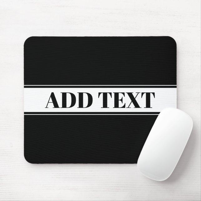 Black & White Custom Name Stripe Mouse Pad (With Mouse)