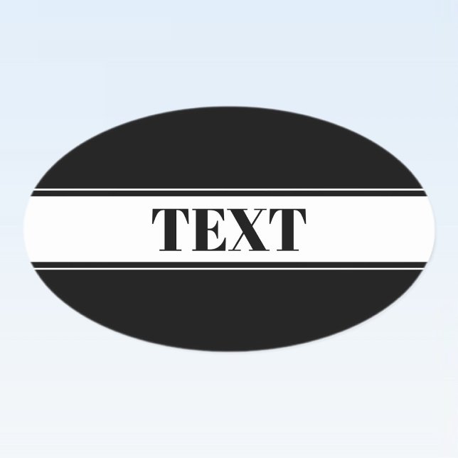 Black & White Custom Name Stripe Oval Sticker (Creator Uploaded)