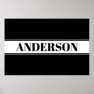 Black & White Custom Name Stripe Poster