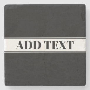 Black & White Custom Name Stripe Stone Coaster