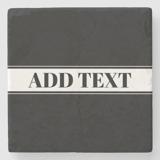 Black & White Custom Name Stripe Stone Coaster (Front)