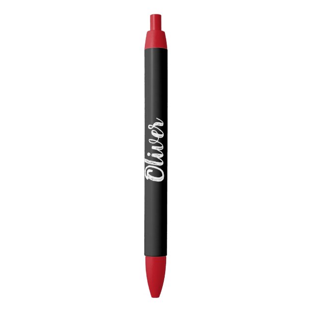 Black White Custom Name Student Professional Blue Ink Pen (Front Vertical)