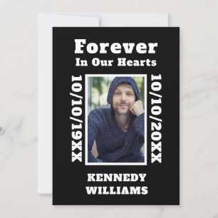 Black White Custom Photo Forever In Our Hearts Thank You Card
