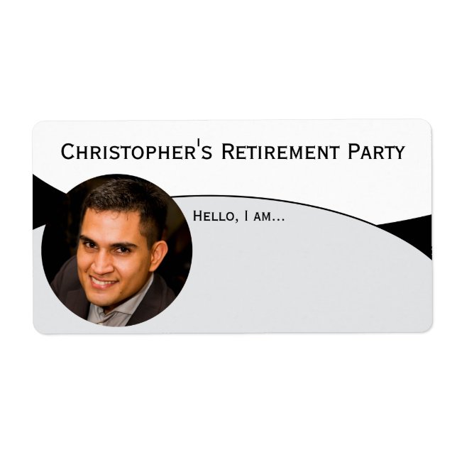 Black & White Custom Photo Paper Name Tag (Front)