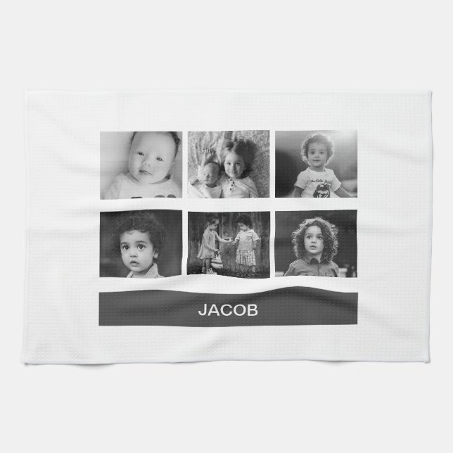 Black & White Custom Photo – Personalised Tea Towel (Horizontal)
